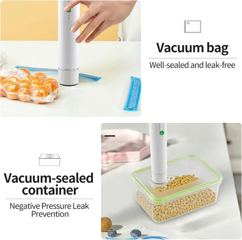 Vista 3 de Sellador al vacío para alimentos con 40 bolsas reutilizables, potente sellador al vacío de mano, maravilla de sellado y frescura, inalámbrico