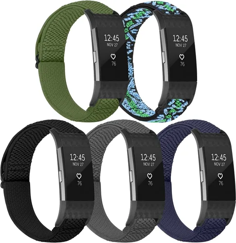 Vista 9 de TumpCez Bandas elásticas compatibles con Fitbit Charge 2, correa de repuesto ajustable elástica de nailon suave Solo Loop para Fitbit Charge 2