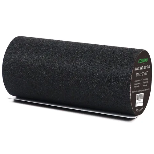 Vista 11 de COSIMIXO Cinta Antideslizante de Trabajo Pesado de 1" x 35 Pies, Mejor Fricción de 80 Grit, Agarre, Abrasiva para Escaleras Exterior/Interior Cinta