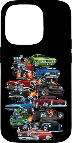 Vista 16 de Funda para iPhone 13 Hotrods, autos clásicos, coches musculosos y carros de carreras