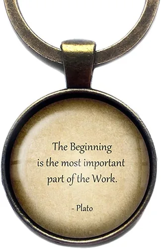 Vista 2 de Plato Most Important Part of the Work Bronze Keychain Keyring