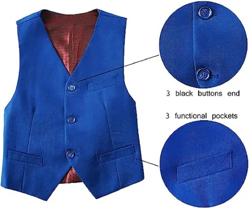 Vista 2 de SaiLiiny Conjunto formal de 5 piezas para niños, chaleco y pantalones