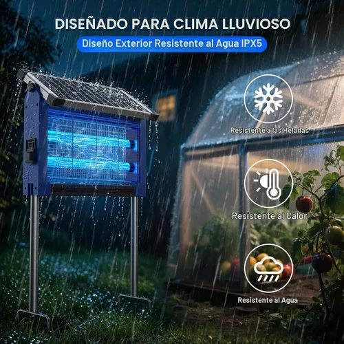 Vista 6 de Exterminador solar de insectos al aire libre, matamosquitos inalámbrico de Azul