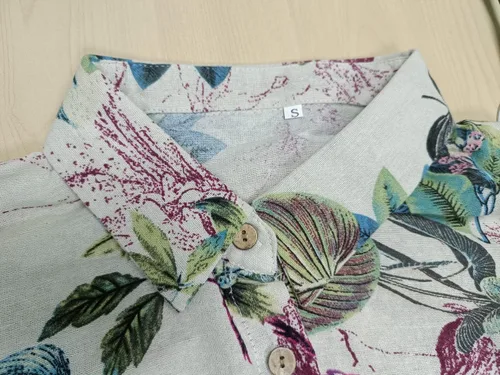 Vista 3 de Ladyful Vestido camisero de lino y algodón con botones y estampado casual para mujer