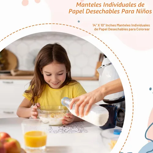 Vista 6 de 500 manteles individuales desechables de papel para colorear de 14 x 10 pulgadas, manteles individuales desechables para mesa de comedor, manteles