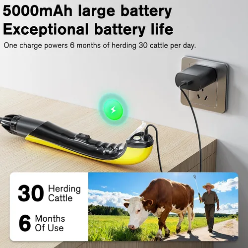 Vista 5 de Cattle Prod, Bastón Taser de Material Duradero Mejorado, Batería de Ultra Larga Duración, IP45, Adecuado para Ganadería Moderna y Bastón de Defensa