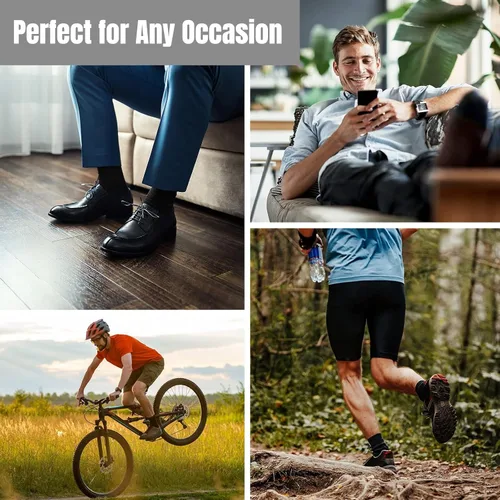 Vista 7 de Mens Dress Socks, Crew Socks for Men, Cotton Socks with Lycra Spandex Socks 4 Pairs
