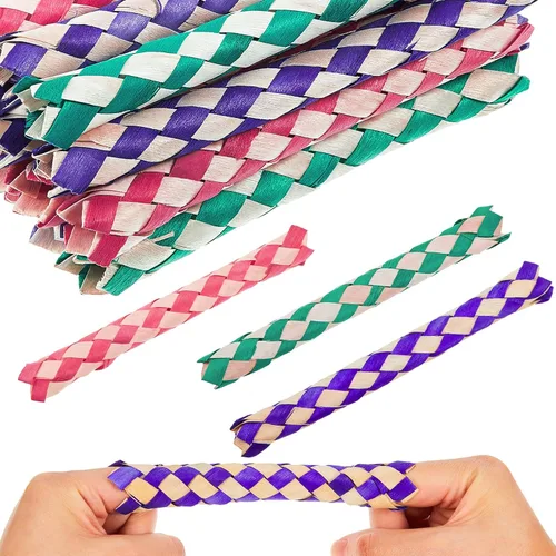 Vista 7 de Syhood 12 trampas chinas para dedos de bambú para niños y adultos, juguete para masticar pájaros, picador de forrajería, juguetes divertidos