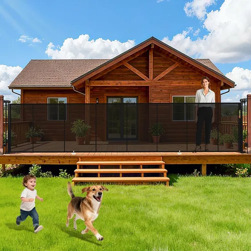 Vista 11 de Puerta retráctil para bebés de 120" extra ancha, puerta retráctil para perros de 41" de altura para escaleras, puertas, terrazas, puerta de malla