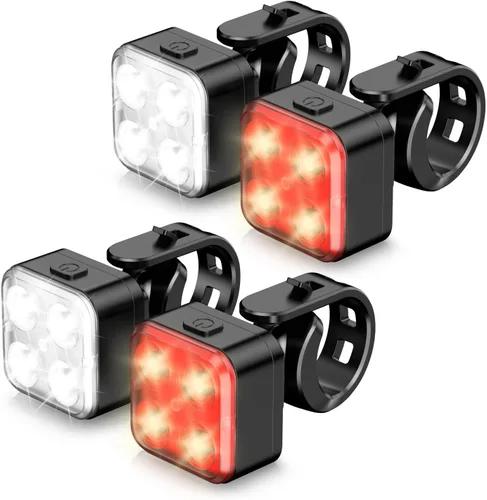 Vista 8 de Akale Bike Lights Set, Rechargeable Bicycle Lights Front and Rear, 4 Light Mode Options, Bike Headlight, IPX4 Waterproof, Easy to Install for Men