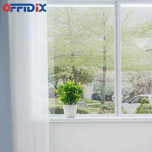 Vista 4 de OFFIDIX - Plantas artificiales de eucalipto con florero cuadrado blanco, pequeño árbol artificial para decoración de escritorio de oficina