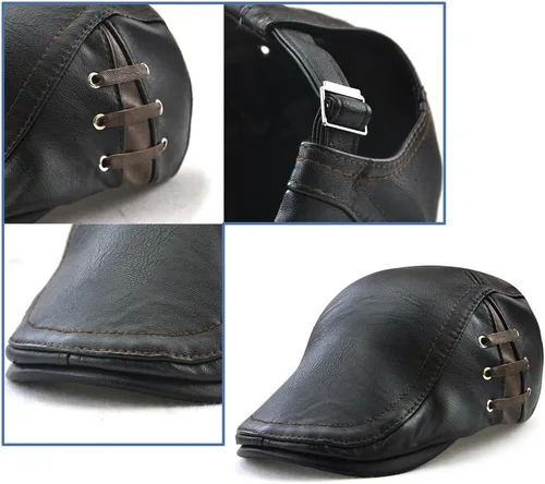Vista 4 de Gorra de cuero para hombre, diseño de Ivy Gatsby, sombrero de caza para golf