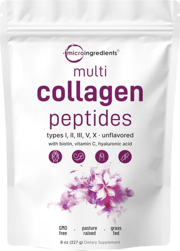 Vista 8 de Micro Ingredients Péptidos multicolágeno en polvo, 2 libras Tipo I, II, III, V, X + biotina, vitamina C y ácido hialurónico Sabor a chocolate