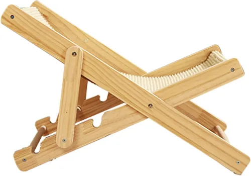 Vista 7 de Semme Cat Hammock Bed with Unique Design Breathable Wooden Raised Pet Bed for Indoor Cats and Small Pets (Canvas Style)