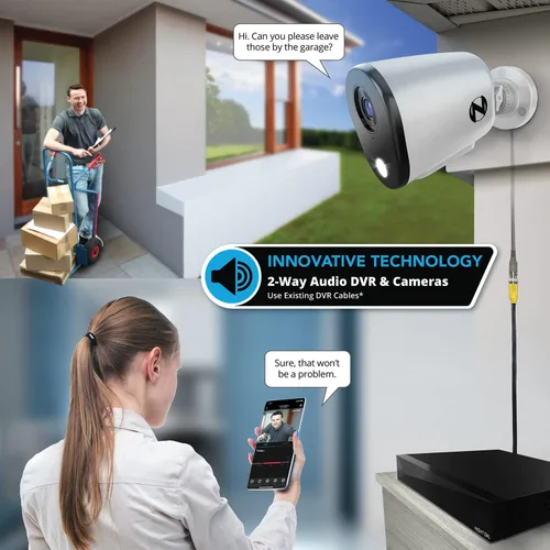Vista 5 de Night Owl Sistema de cámara de seguridad DVR de 12 canales con audio bidireccional para el hogar con (8) cámaras de disuasión 2K HD con cable