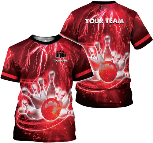 Vista 6 de Paniprints - Camisas de bolos con nombre personalizado para hombres y mujeres 3D, camisas de bolos para equipo de bolos, camisas de bolos de regalo