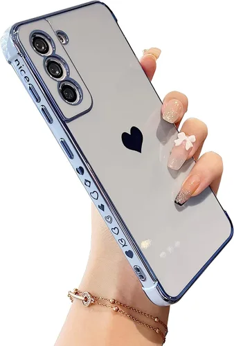 Vista 9 de DEFBSC Compatible con Samsung Galaxy S22 Plus, carcasa de corazón con borde galvanizado, protección completa de la cámara, esquinas reforzadas