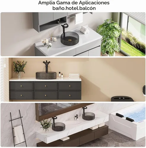 Vista 8 de Fregadero de Vaso de Vidrio Negro Lovedima, Lavabo de Tocador de Baño Sobre Encimera