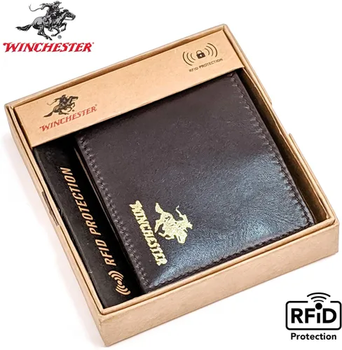 Vista 2 de Winchester billete RFID carteras para hombres de cuero genuino grano completo, ranura delgada para tarjeta con ventana de identificación ligero