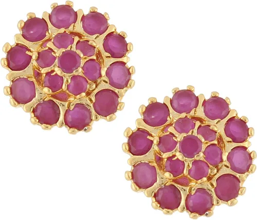 Vista 9 de Efulgenz Aretes indios para mujer, joyería india, multicolor, circonita cúbica, aretes de tuerca para mujer Varios