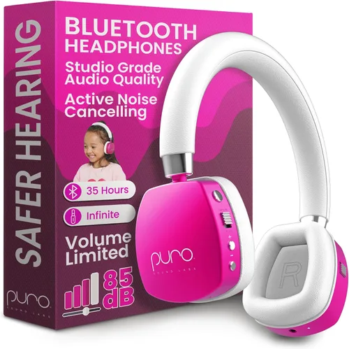 Vista 5 de Puro Sound Labs PuroQuiet Plus - Auriculares con cancelación de ruido para niños, Bluetooth, diseño en la oreja con micrófono integrado, audio