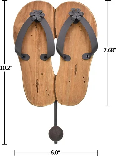 Vista 7 de Aecipl Ganchos de pared de madera para colgar chanclas, letrero de decoración temática de playa, gancho náutico para toallas para baño, dormitorio