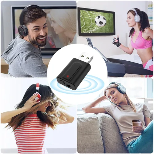 Vista 9 de Receptor transmisor USB Bluetooth 5.0, mini adaptador de audio inalámbrico 2 en 1, adaptador AUX Bluetooth de 0.138 in para TV, PC, auriculares