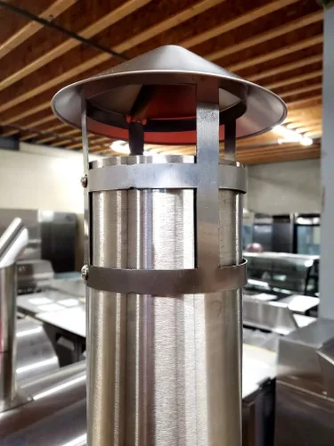 Vista 6 de Horno o parrilla de pizza artesanal de acero inoxidable esmaltado rojo de madera al aire libre de 32.5 pulgadas con cubierta impermeable, cáscara