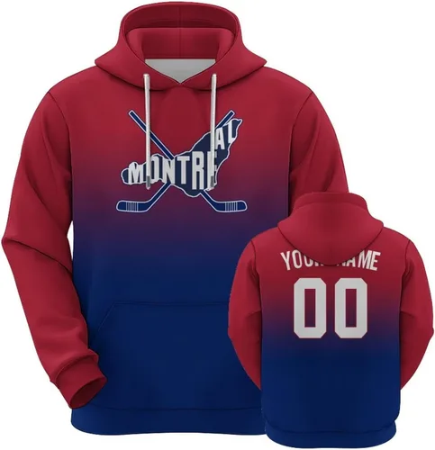 Vista 24 de Custom Hockey City Map Gradient Hoodies-Personalized Name Number Hooded Sweatshirts Hockey Fans Gifts for Men,Women,Youth