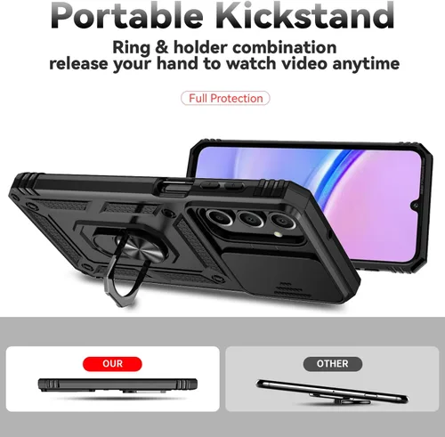 Vista 6 de Funda para Samsung Galaxy A16 5G con cubierta para lente de cámara, protector de pantalla HD, doble capa de grado militar, probada contra caídas