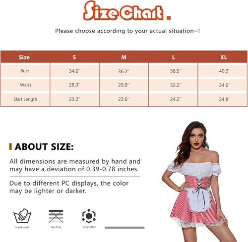 Vista 6 de JMwapar Disfraces de Oktoberfest para mujer, disfraces sexys de Halloween, cosplay, disfraz de sirvienta para cerveza alemana, vestido de Oktoberfest