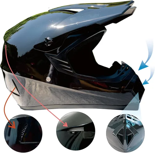 Vista 4 de Cascos de Dirt Bike para Adultos Negro DOT ATV Motocross Motocicleta Todoterreno Calle Bicicleta de Montaña Cara Completa con Gafas Guantes Máscara