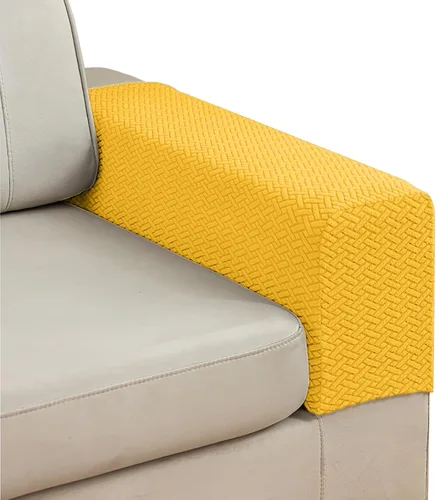 Vista 13 de Juego de 2 fundas de poliéster elásticas para reposabrazos de sofá reclinable, fundas protectoras con pasadores giratorios (azul, M)