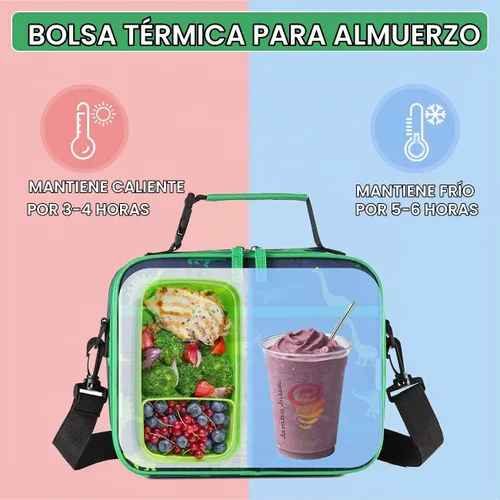 Vista 2 de VASCHY Bolsa de almuerzo para niños, reutilizable, aislada, para niños y niñas, con correa de hombro desmontable para guardería, escuela