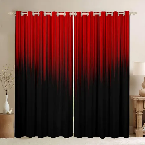 Vista 8 de Feelyou Cortinas abstractas degradadas para niños, adolescentes y mujeres, cortinas de ventana azules, moradas y negras, tratamientos geométricos