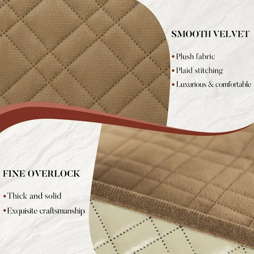 Vista 6 de Juego de fundas de terciopelo 10% impermeables para sofá modular reclinable en forma de L, 1 pieza, fundas acolchadas para sofá reclinable Marrón