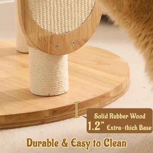 Vista 7 de Moderno árbol de madera maciza para gatos de interior de hasta 15 libras, torre para gatos de 49 pulgadas de alto con postes rascadores y rascador