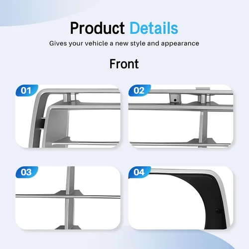 Vista 4 de CarPartsDepot Nuevos Piezas de Reemplazo Parte Delantera Derecha del Lado del Pasajero Argent Grille Grill Compatible con 1976-1977 FORD F-350 F-250