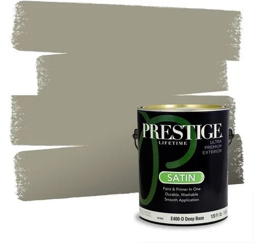 Vista 12 de Prestige Paints - Pintura exterior e imprimación en uno, 1 galón, plano, compatibilidad comparable con el color menta «Whipped Mint» de Behr