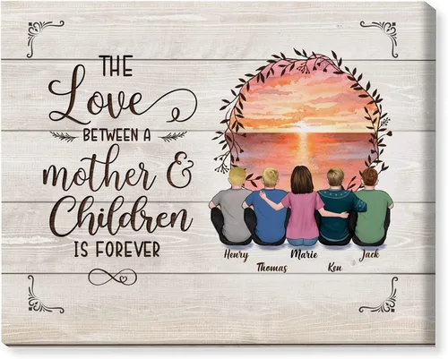 Vista 8 de Gossby Lienzo personalizado envuelto para mamá – El amor entre madre e hija es para siempre – Regalo personalizado con nombres de avatares – Regalo