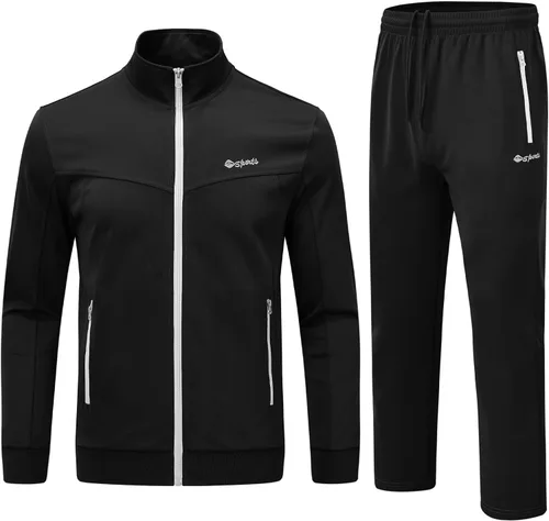 Vista 18 de Rdruko Conjunto Deportivo de 2 Piezas para Hombre, Traje Deportivo con Cremallera Completa, Sudaderas Deportivas para Gimnasio, Ropa Deportiva Gris