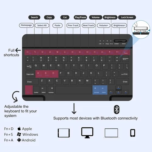 Vista 3 de MMK Funda para Galaxy Tab A11 con teclado (11 pulgadas 2025, SM-X230, SM-X236B), compatible con Galaxy Tab A9 Plus funda con teclado