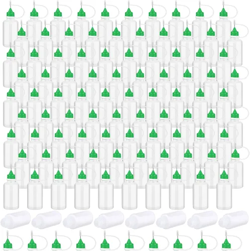Vista 12 de Zhehao 100 unidades de 1.0 fl oz/1 oz con punta de aguja negra con pegamento para botella, aplicador de punta de precisión, botella de plástico a