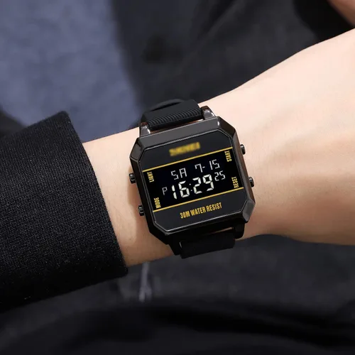 Vista 3 de TOOCAT Reloj deportivo digital multifunción para hombre y mujer, cuadrado, impermeable, electrónico, para estudiantes