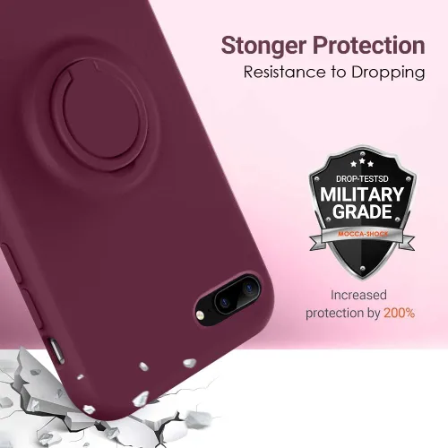 Vista 5 de MOCCA - Funda protectora con soporte de anillo, forro de microfibra supersuave y antiarañazos, de cuerpo completo y a prueba de golpes para iPhone 7