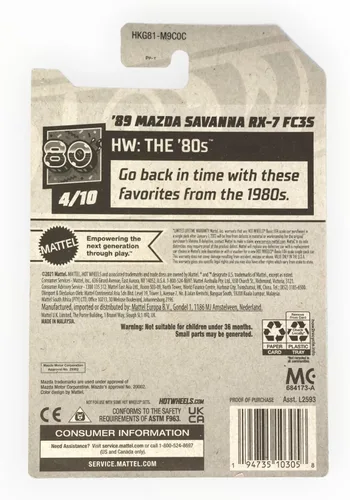 Vista 2 de Hot Wheels Mazda Savanna RX 7 FC3S '89, HW The 80s 4/10