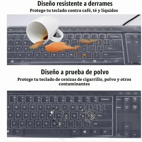 Vista 6 de Piel clara de la cubierta del teclado de la computadora de escritorio para PC 104/107 teclas teclado estándar, anti polvo impermeable teclado
