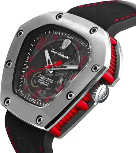 Vista 3 de Tonino Lamborghini Reloj automático Spyderleggero esqueleto rojo titanio TLF-T06-2 Rojo - Reloj de esqueleto