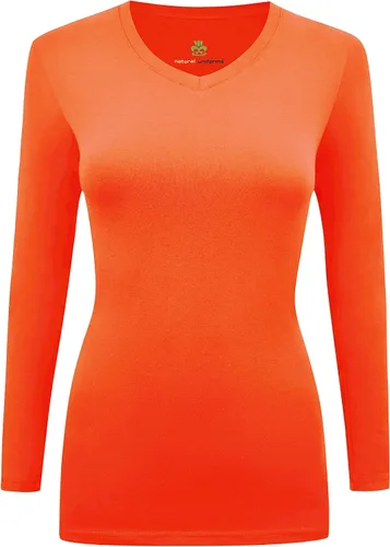 Vista 9 de Natural Uniforms - Camiseta de manga larga con cuello en V para mujer, para usar debajo de la ropa quirúrgica Aguamarina