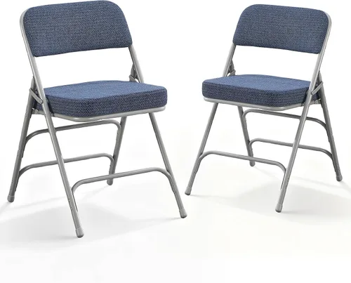 Vista 16 de BOOSDEN Sillas plegables acolchadas azules, silla plegable con cojín grueso